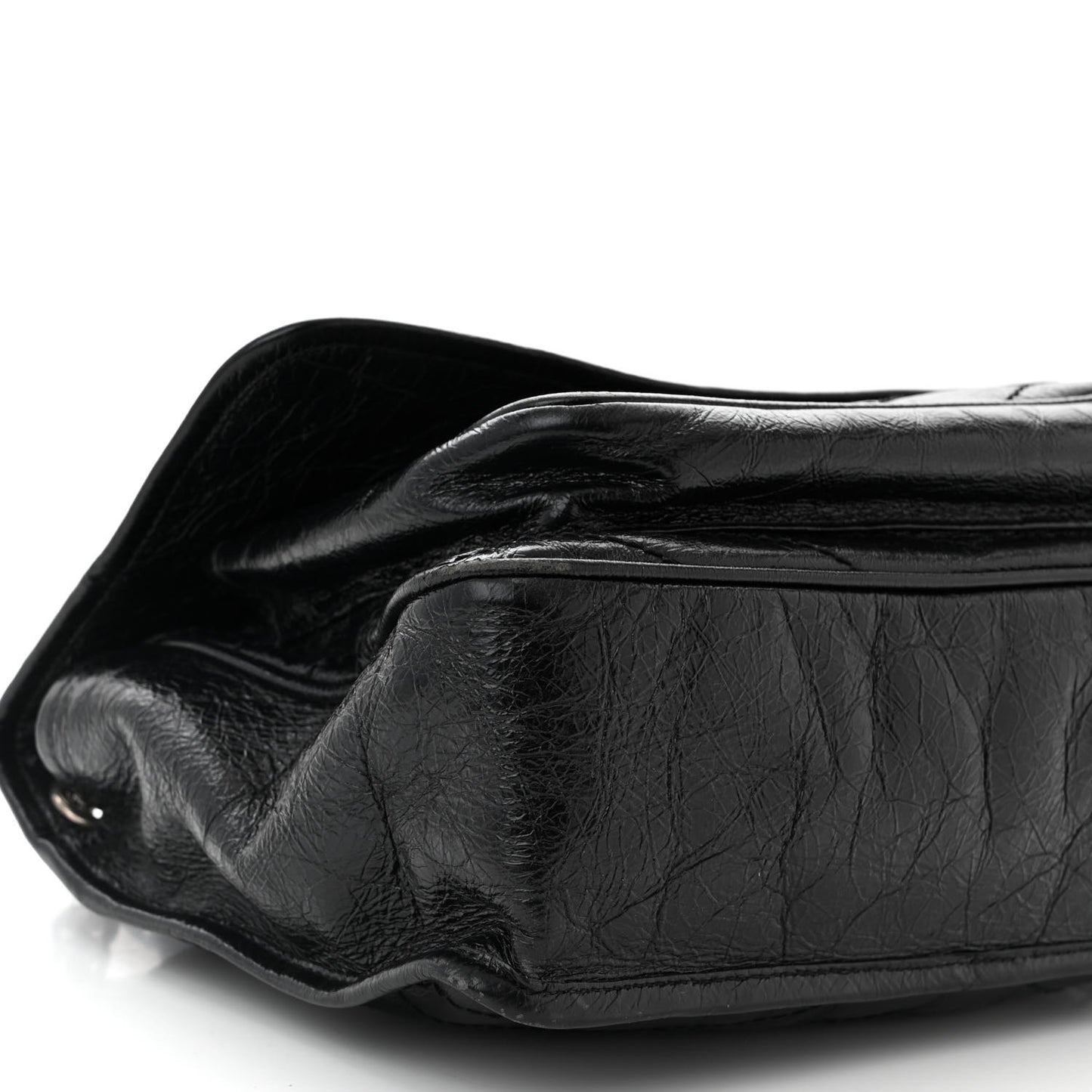 Crinkled Calfskin Matelasse Monogram Medium Niki Chain Satchel Black