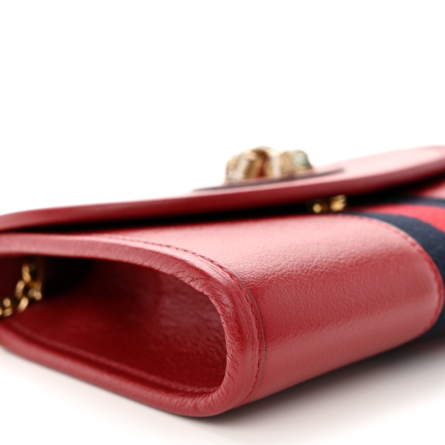 Textured Calfskin Web Mini Rajah Slim Flap Shoulder Bag Romantic Cherry