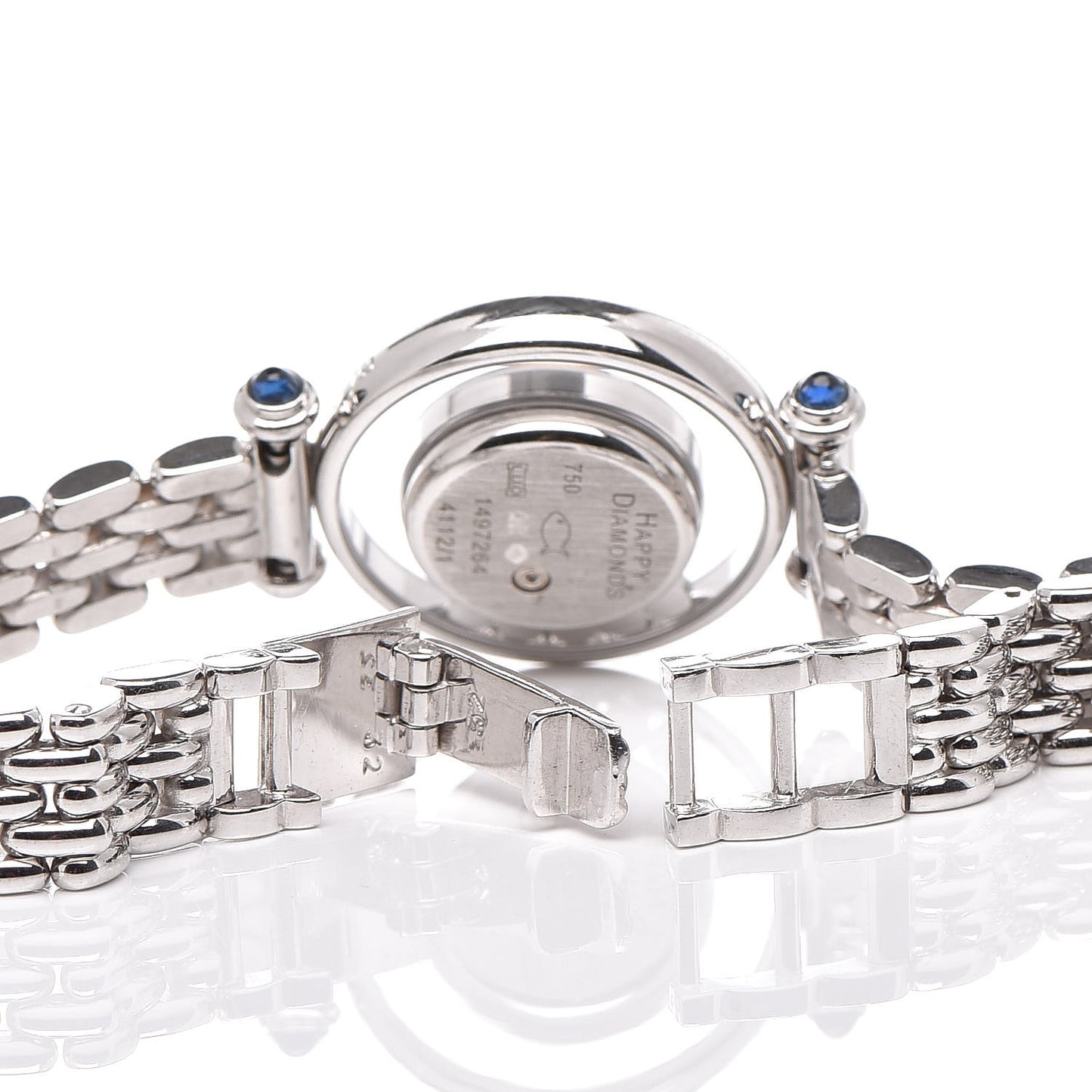 18K White Gold 5 Diamond Mother of Pearl 22mm Happy Diamonds Quartz Watch