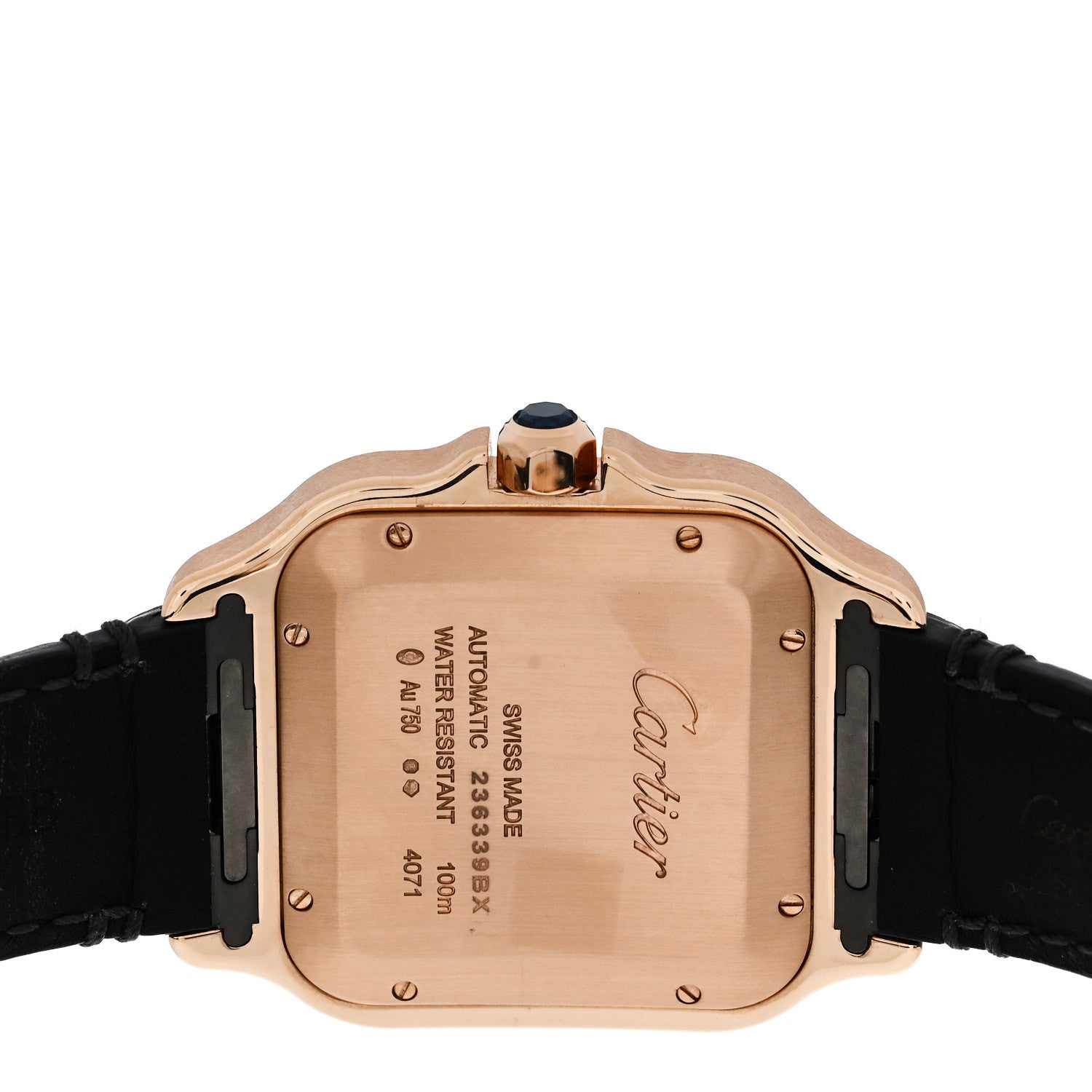 Cartier 18K Pink Gold Alligator 39.8mm Santos de Cartier Automatic Watch Grey 4 of 5