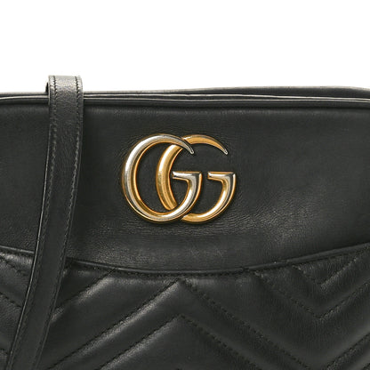 Gucci Calfskin Matelasse Medium GG Marmont Chain Shoulder Bag Black 7 of 14