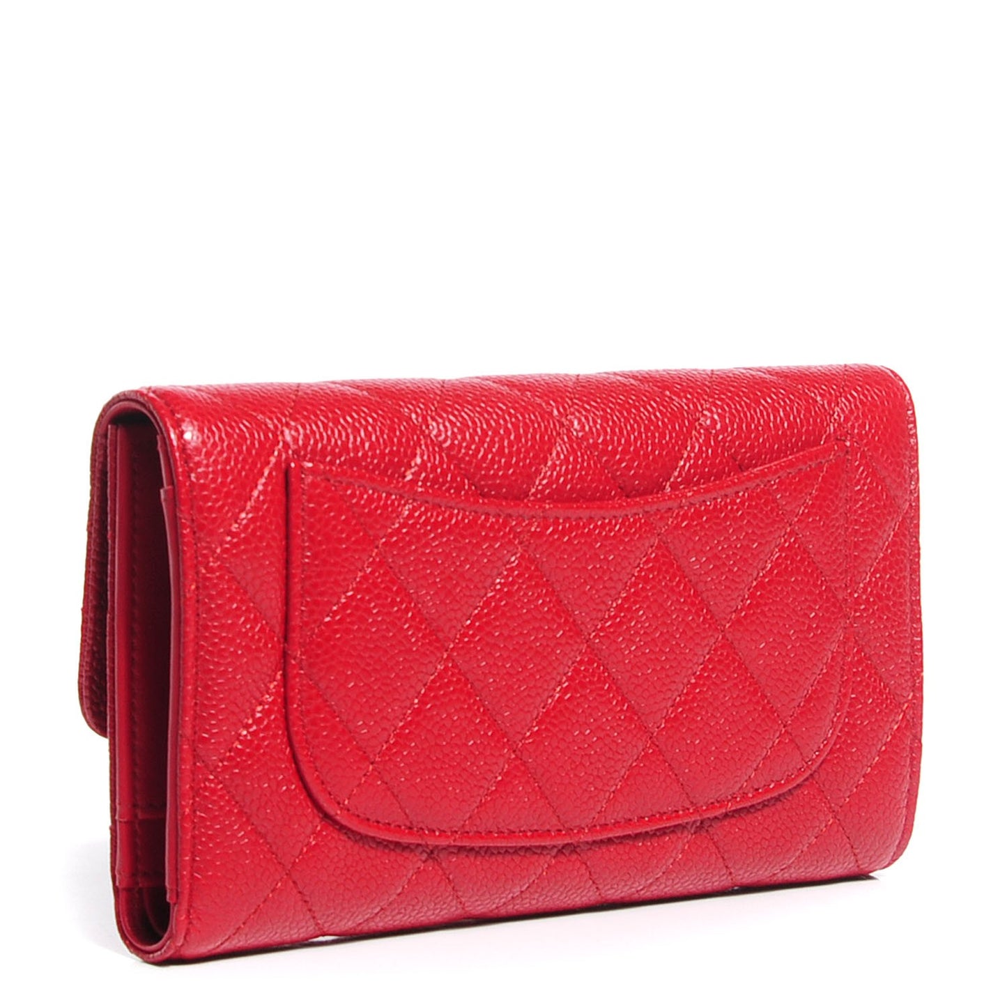 Caviar Quilted Large Flap Wallet Red