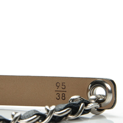 Chanel Lambskin CC Chain Belt 95 38 Black Silver 10 of 10