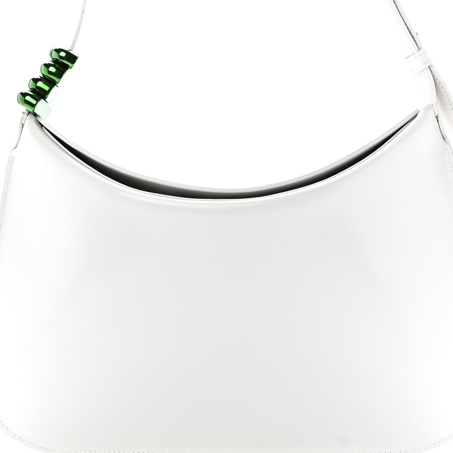 Brushed Calfskin Cradle Fold Over Shoulder Bag White Parakeet