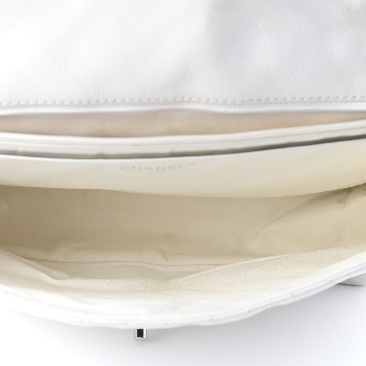 Chanel Caviar Quilted XL Jumbo Single Flap White 5 of 10