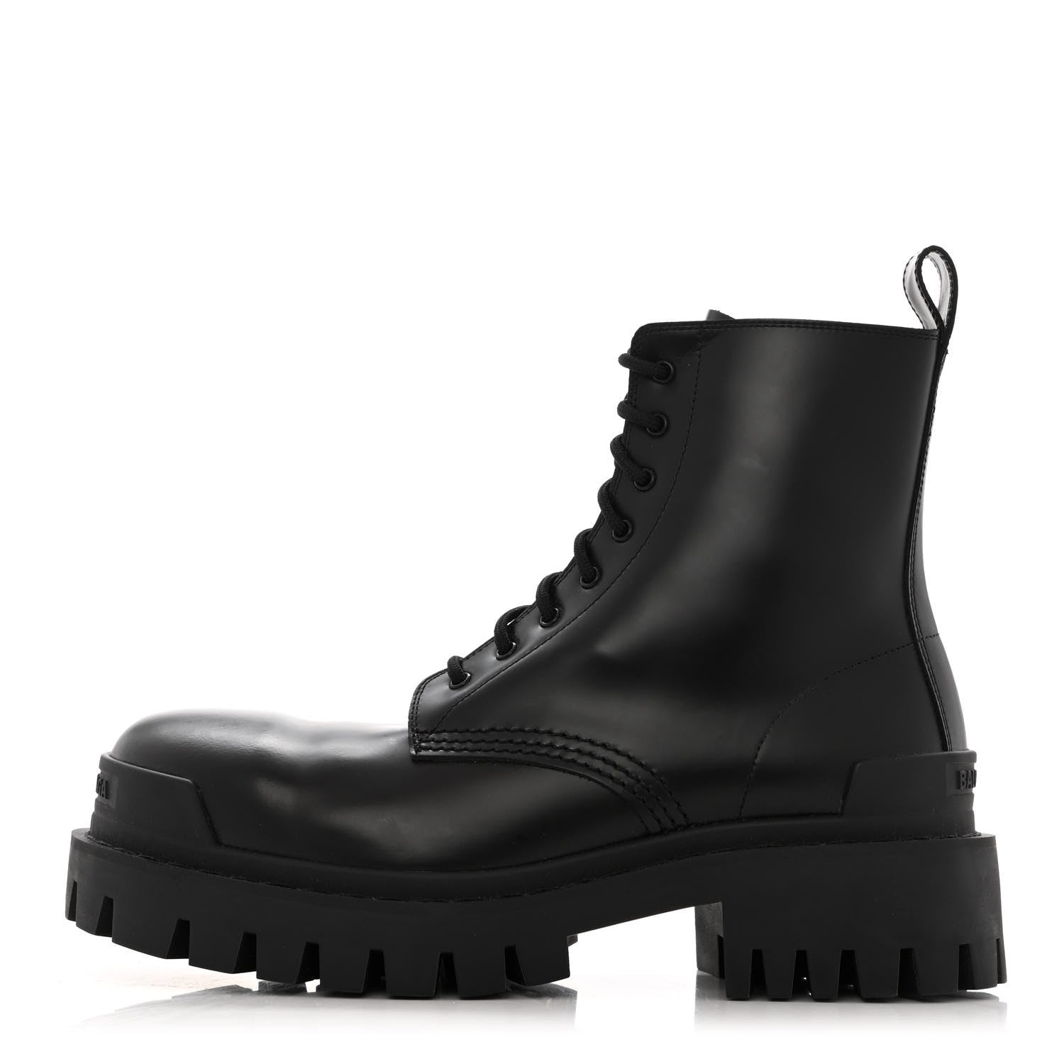 Balenciaga Calfskin Womens Strike 20mm Lace Up Boots 38 Black 1 of 12