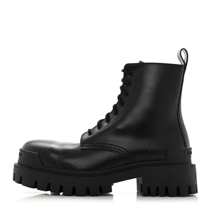 Balenciaga Calfskin Womens Strike 20mm Lace Up Boots 38 Black 1 of 12