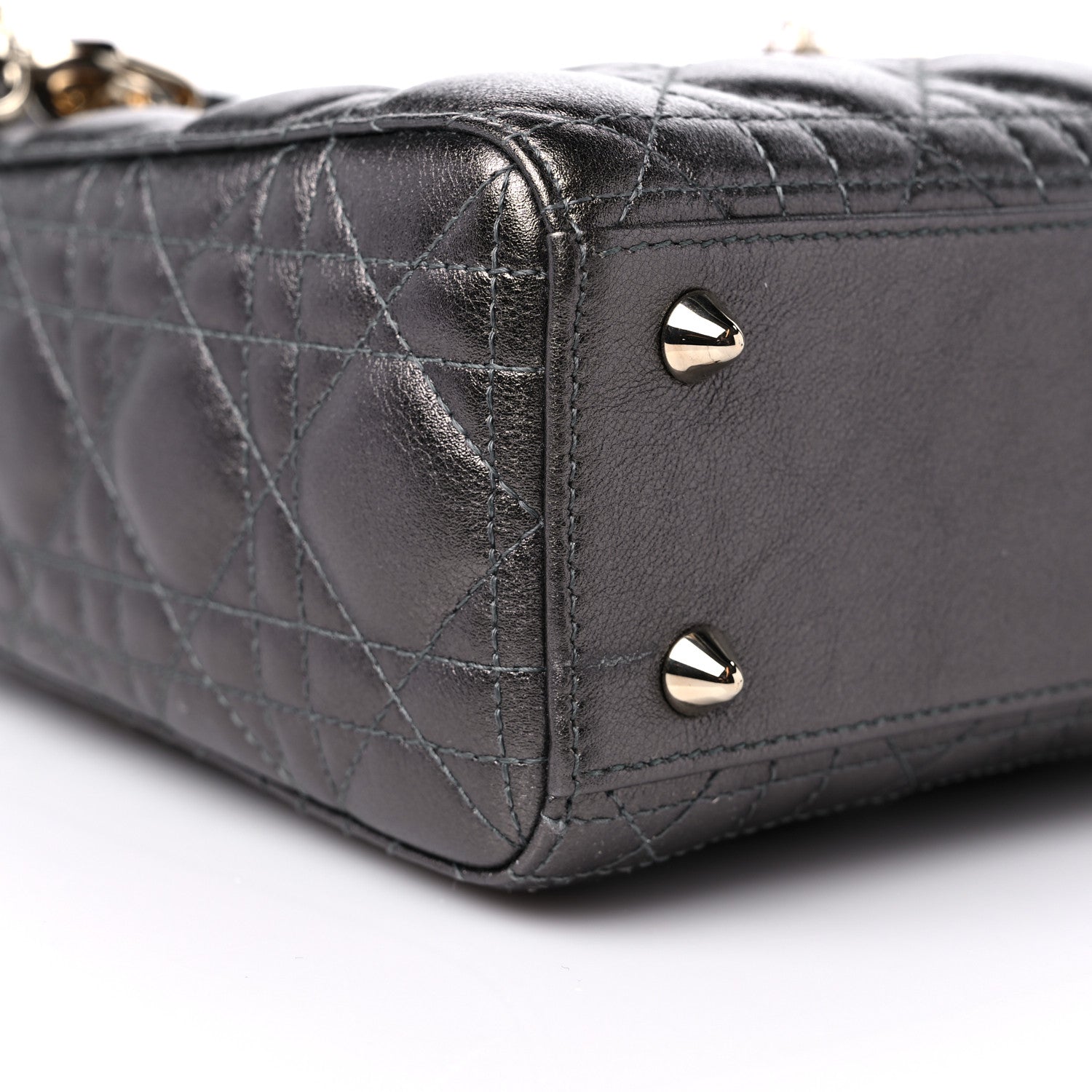 Christian Dior Lambskin Cannage Small My ABCDior Lady Dior Metallic Grey 7 of 11