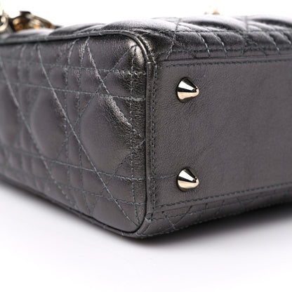 Christian Dior Lambskin Cannage Small My ABCDior Lady Dior Metallic Grey 7 of 11