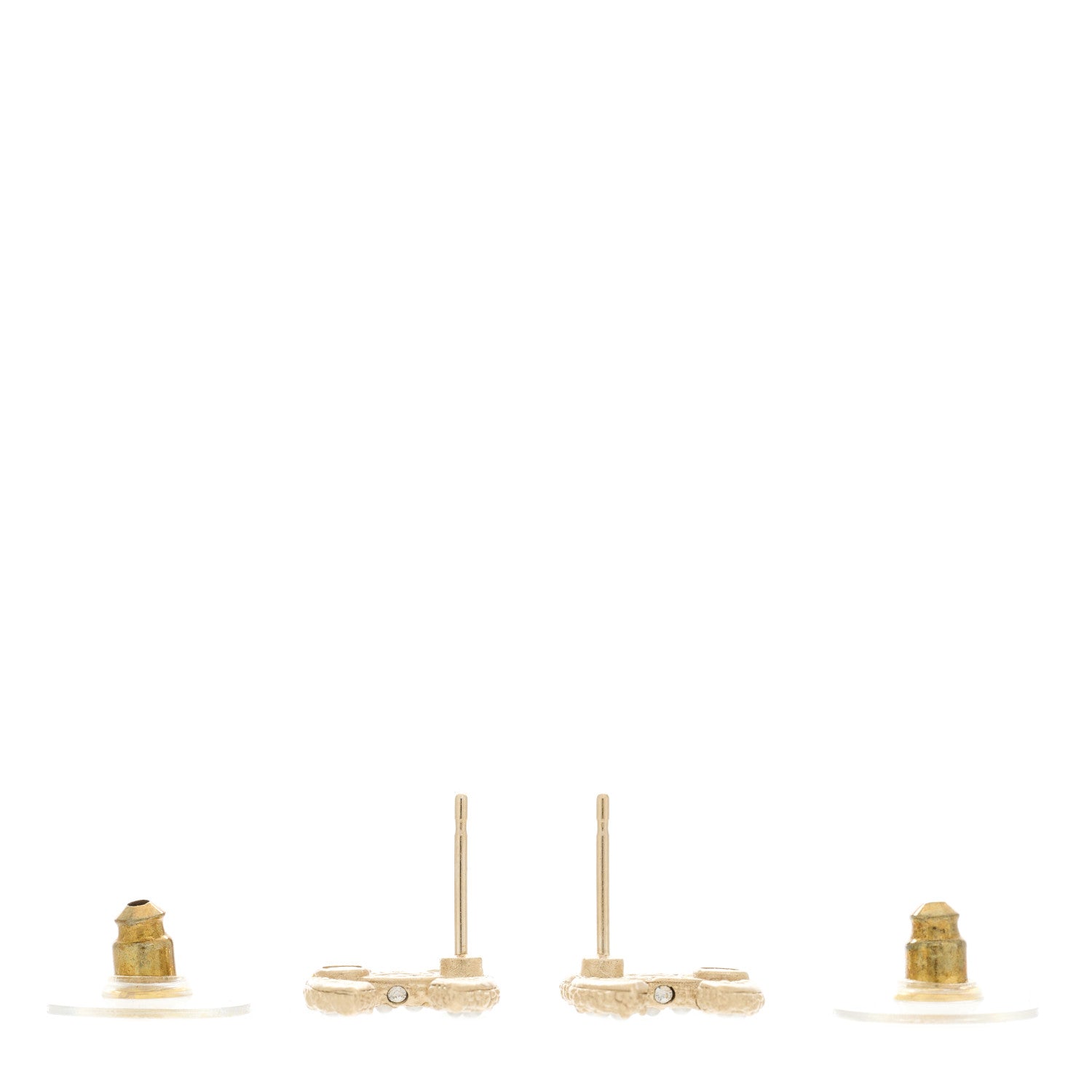 Chanel Metal Graduated Pearl Crystal CC Earrings Light Gold 3 of 5
