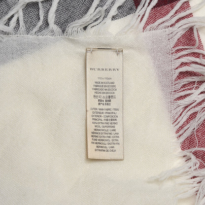 Burberry Merino Wool Check Square Scarf Ivory 4 of 4