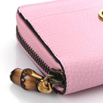 Gucci Piuma Calfskin Bamboo Double G Zip Card Case Sugar Pink 7 of 9