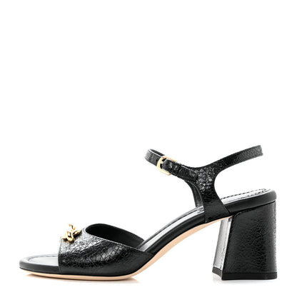 Louis Vuitton Metallic Crinkled Calfskin LV Edge Sandals 38.5 Black 1 of 9