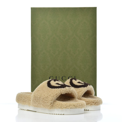 Gucci Merino Interlocking G Slide Sandals 37 Butterscotch Cocoa 9 of 9