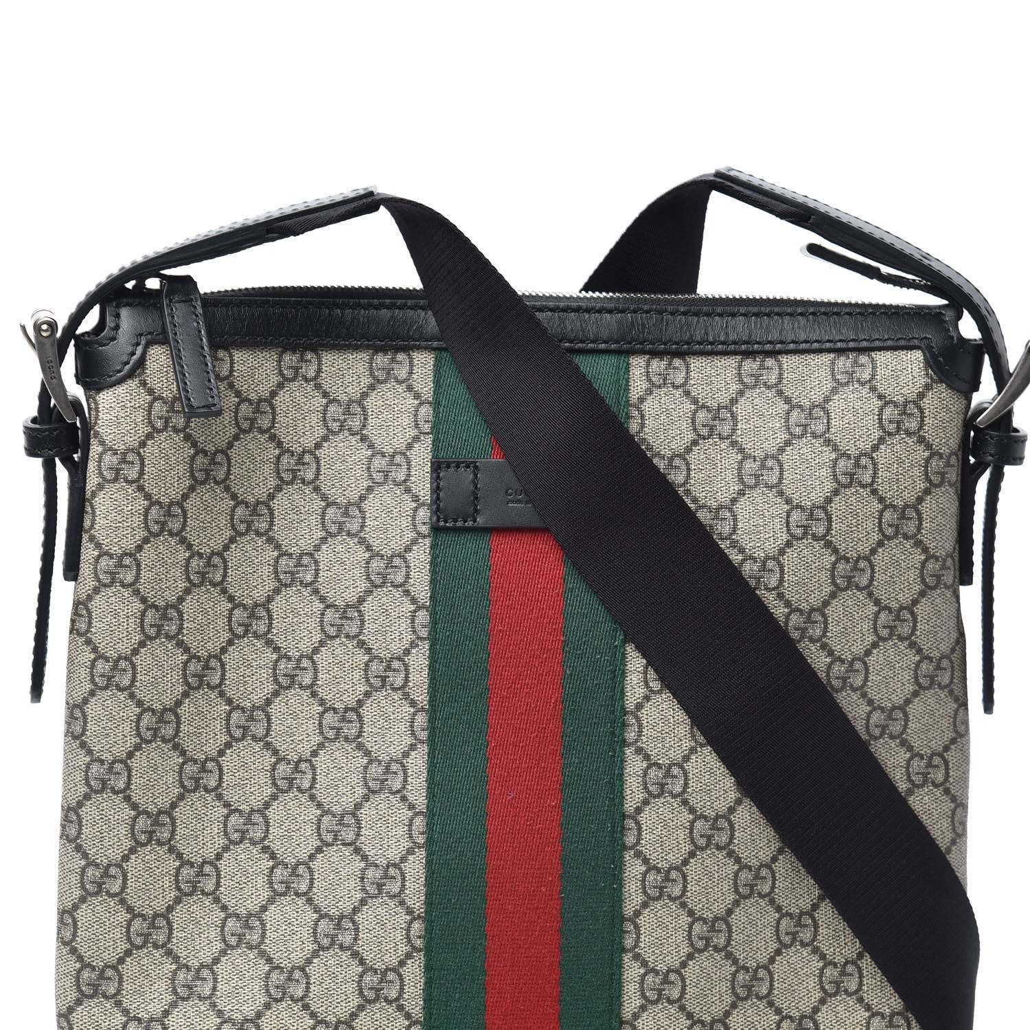 Gucci GG Supreme Monogram Web Messenger Bag Black 7 of 9