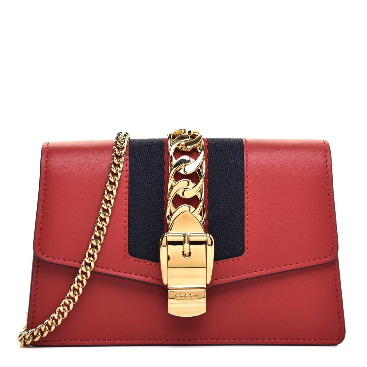 Calfskin Super Mini Sylvie Chain Shoulder Bag Hibiscus Red