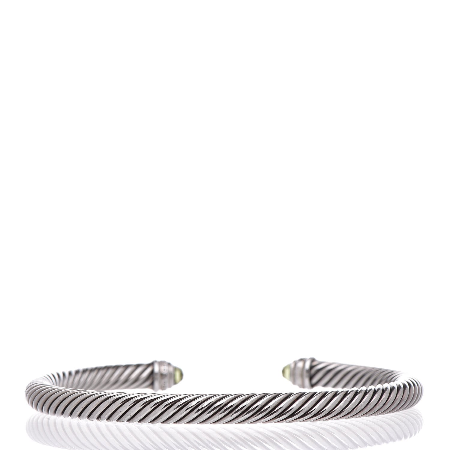 David Yurman Sterling Silver Diamond Peridot 5mm Cable Classics Bracelet 3 of 4