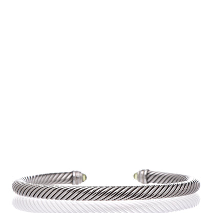David Yurman Sterling Silver Diamond Peridot 5mm Cable Classics Bracelet 3 of 4