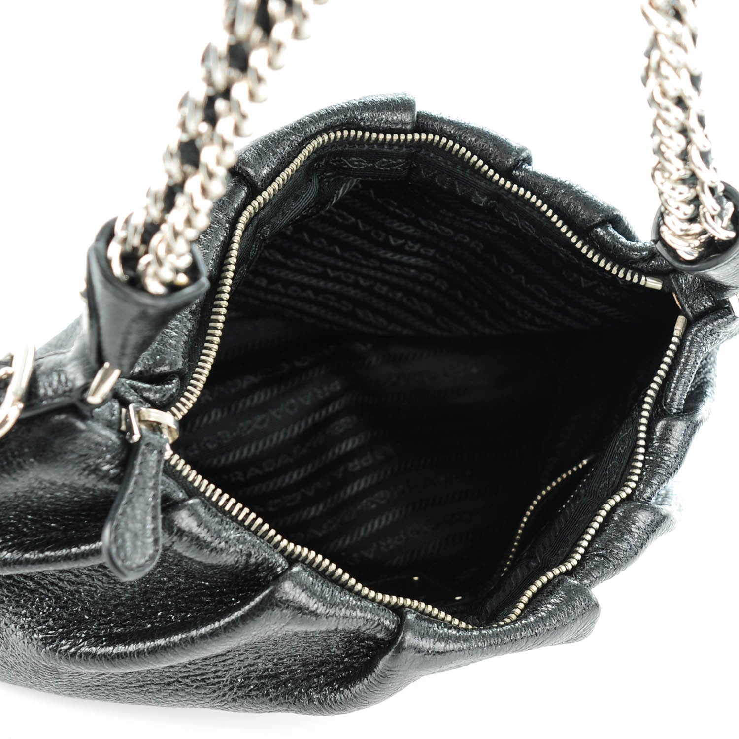 Prada Cervo Lux Chain Hobo Nero Black 5 of 8