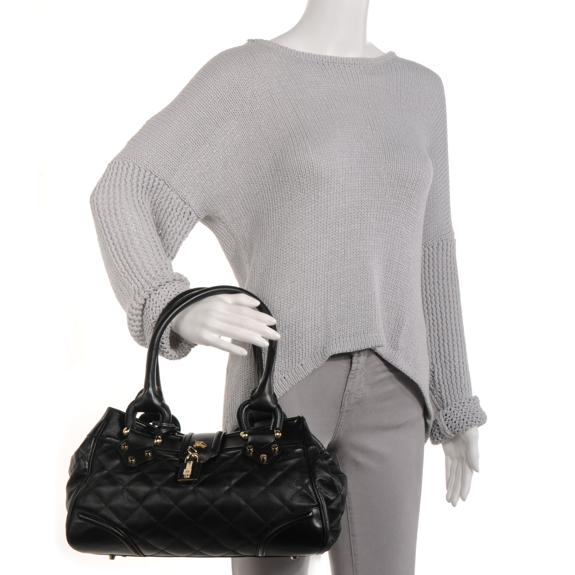 Burberry Leather Quilted Satchel Black 2 of 9