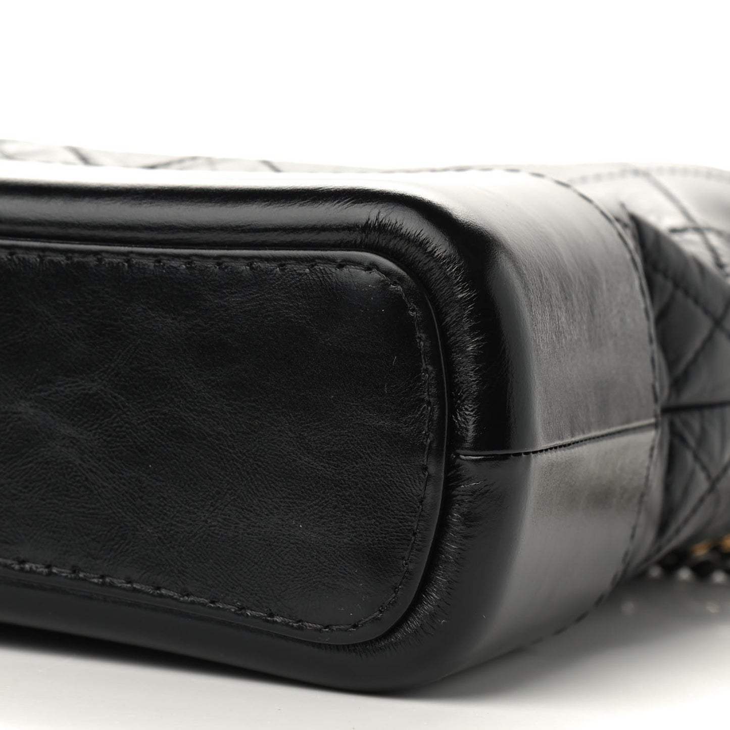 Aged Smooth Calfskin Quilted Medium Gabrielle Logo Hobo Black