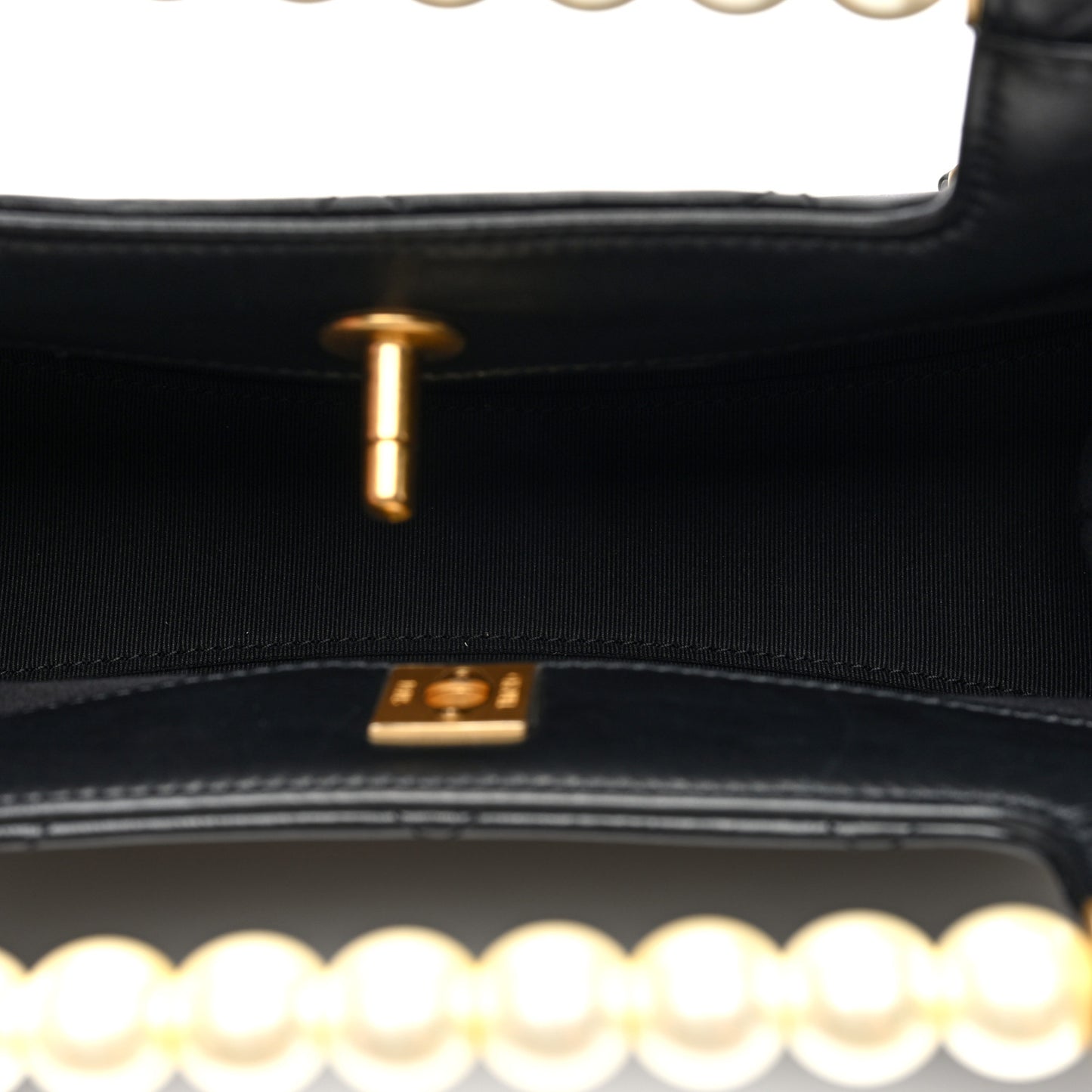 Shiny Lambskin Pearl Small Shopping Bag Black