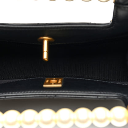 Chanel Shiny Lambskin Pearl Small Shopping Bag Black 5 of 10