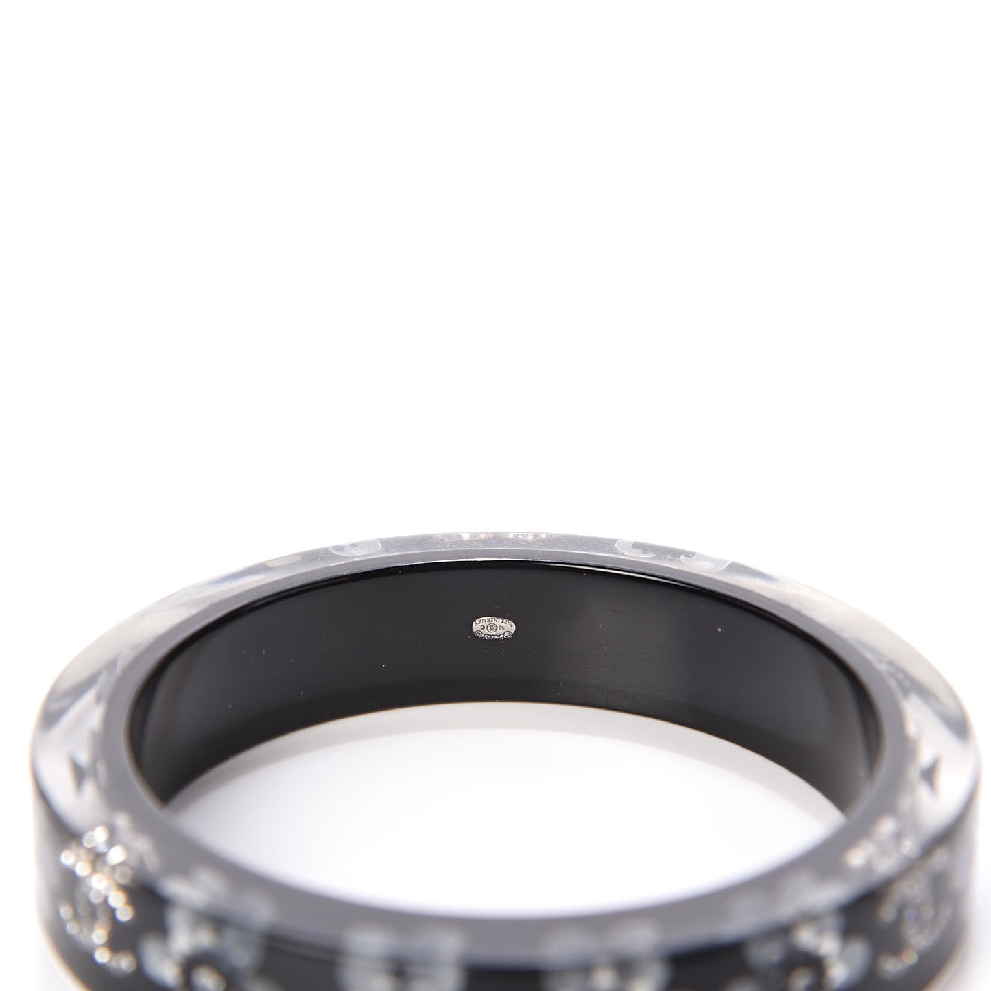 Resin Crystal CC Floral Bangle Bracelet Black