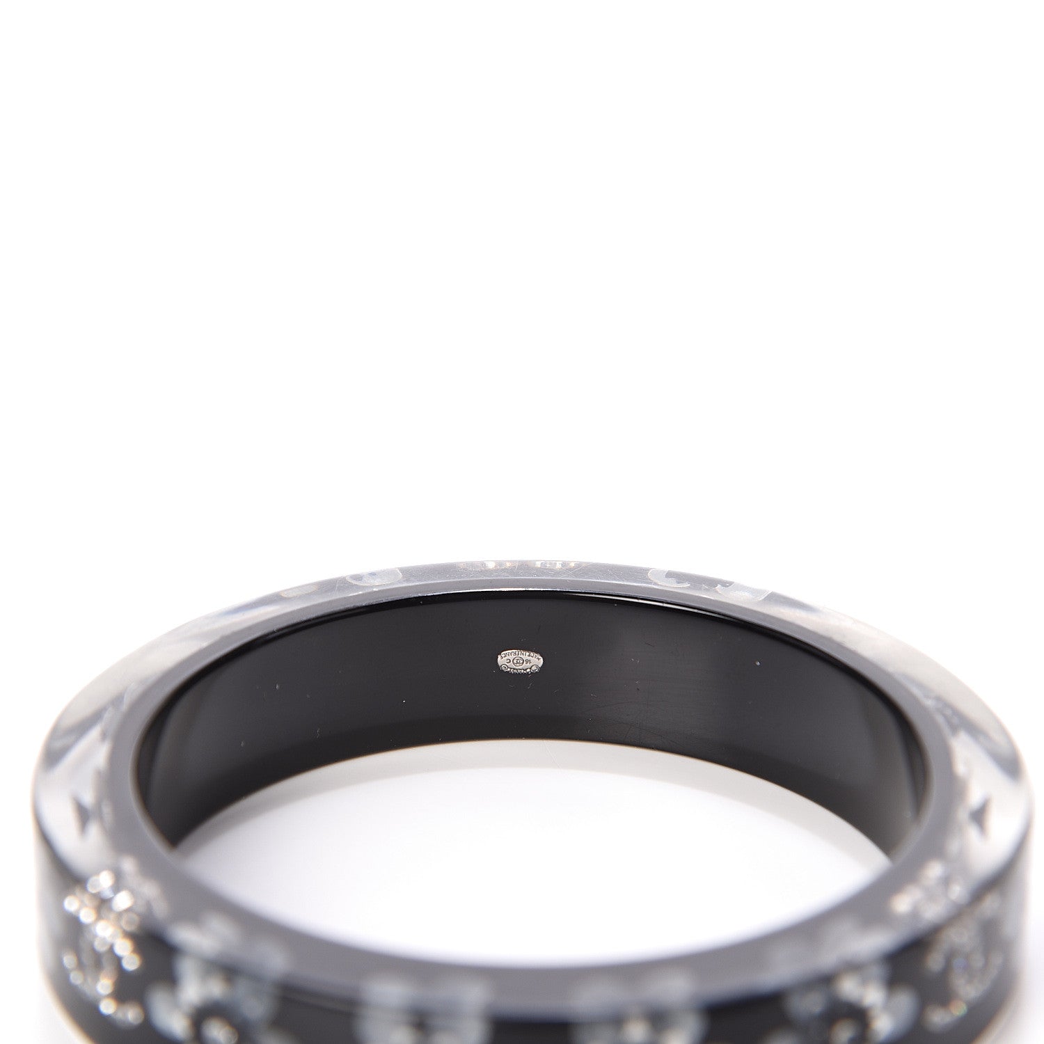 Chanel Resin Crystal CC Floral Bangle Bracelet Black 3 of 3