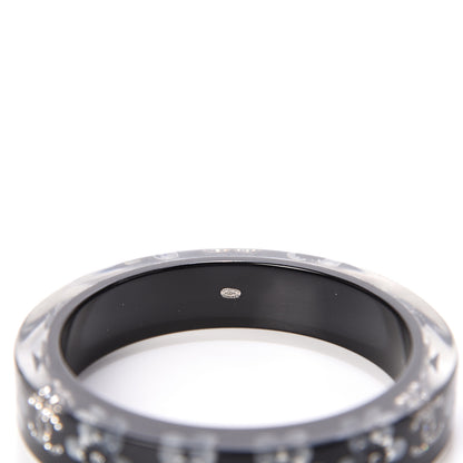 Chanel Resin Crystal CC Floral Bangle Bracelet Black 3 of 3