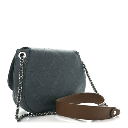 Chanel Grained Calfskin Stitched Small Messenger Flap Bag Teal 3 of 10