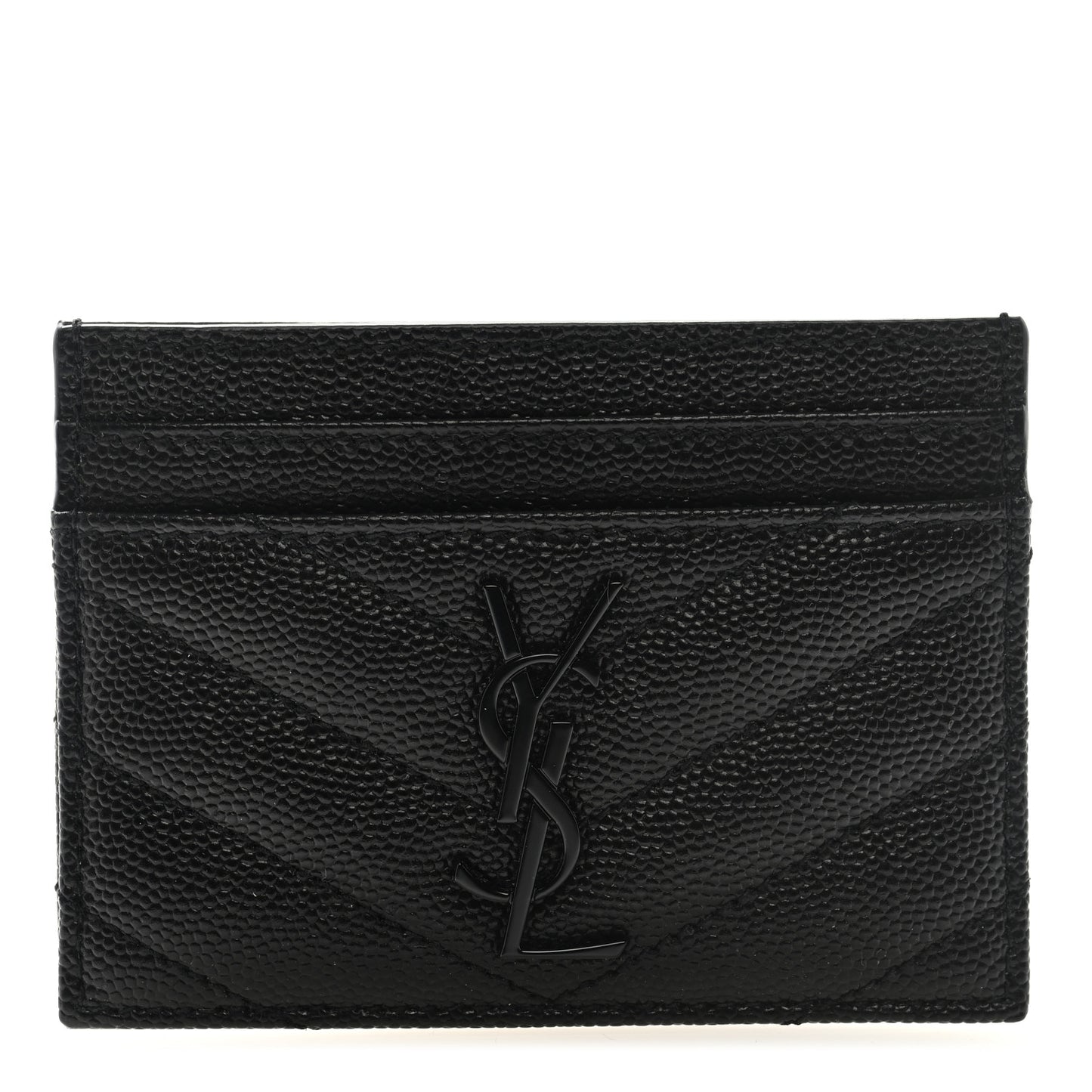 Grain De Poudre Matelasse Chevron Monochrome Monogram Credit Card Case Black