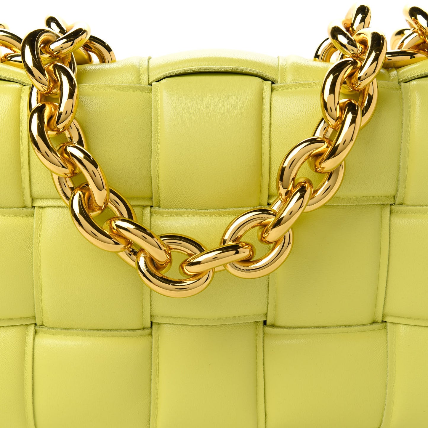 Lambskin Maxi Intreccio Padded Chain Cassette Crossbody Bag Kiwi