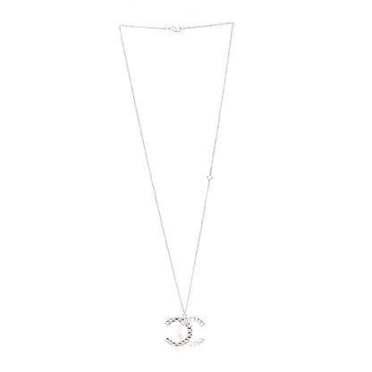 Chanel Baguette Crystal Quilted CC Pendant Necklace Gold 2 of 4