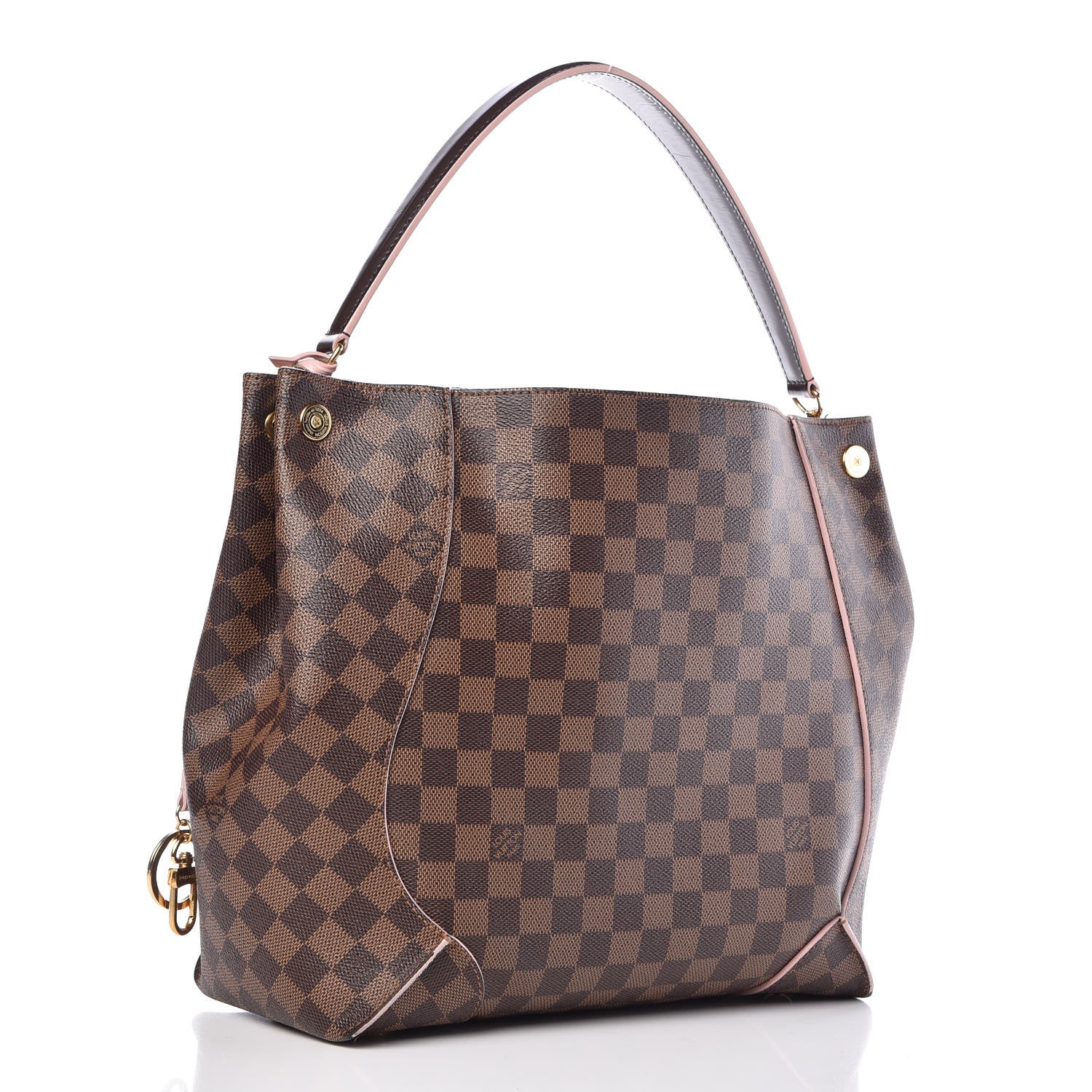 Louis Vuitton Damier Ebene Caissa Hobo Rose Ballerine 3 of 16