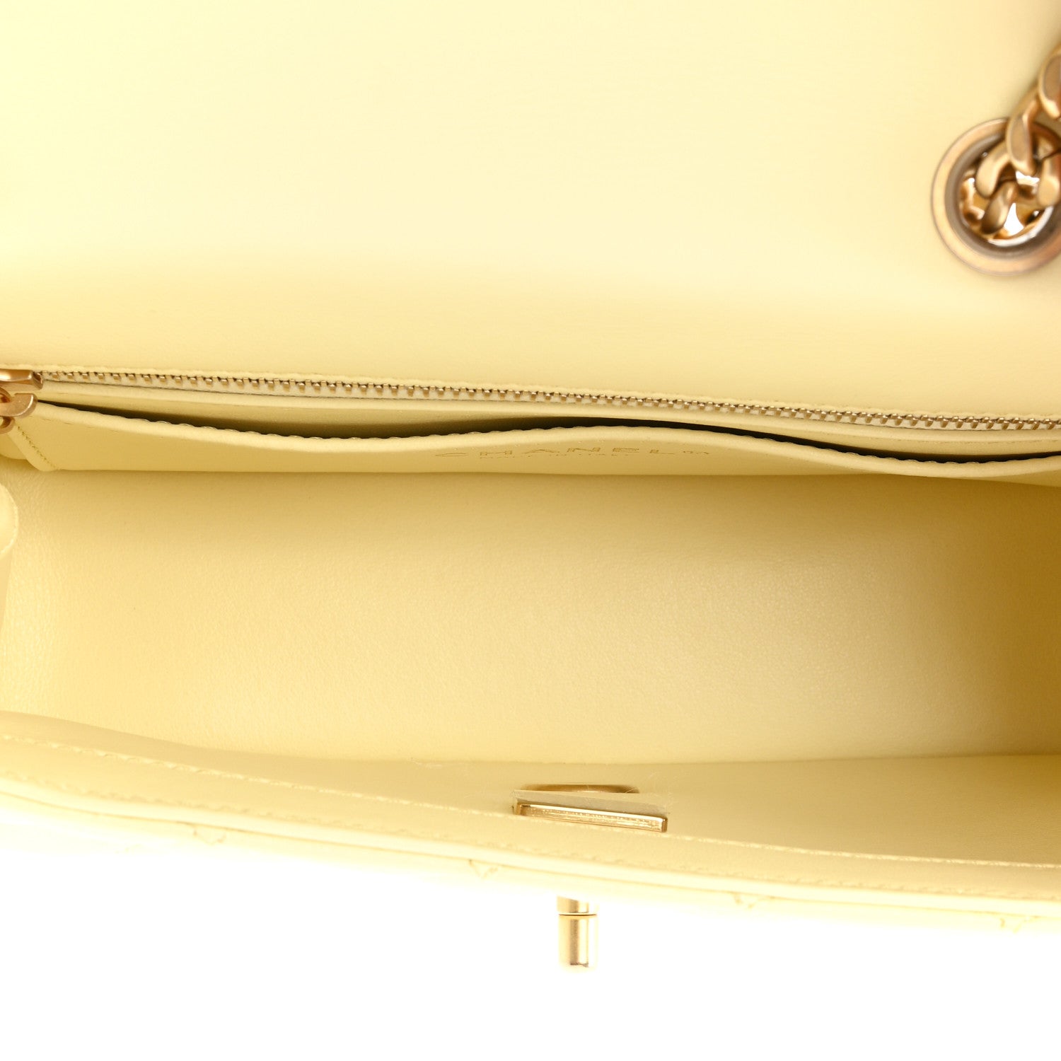Chanel Lambskin Quilted Mini Rectangular Sweet Camellia Flap Yellow 5 of 14