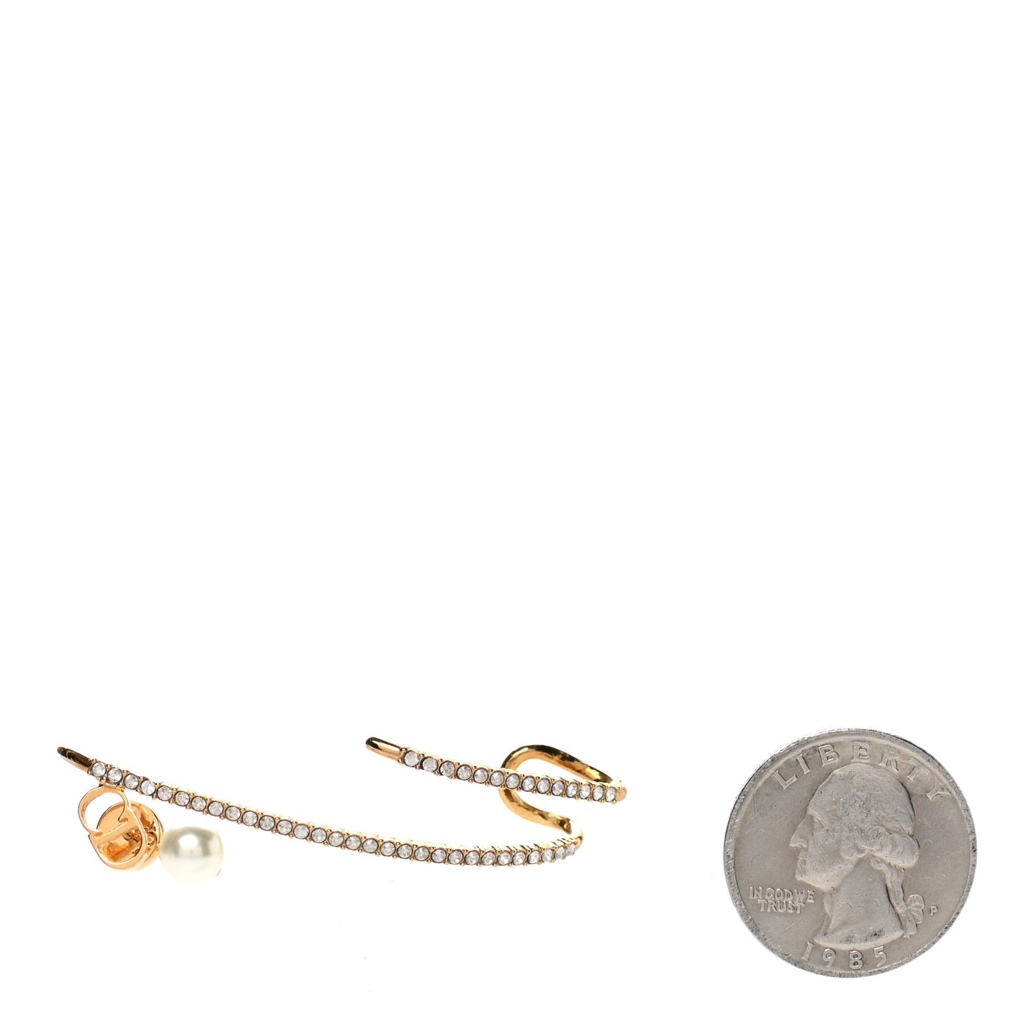Metal Crystal Pearl CD Ear Cuff Gold