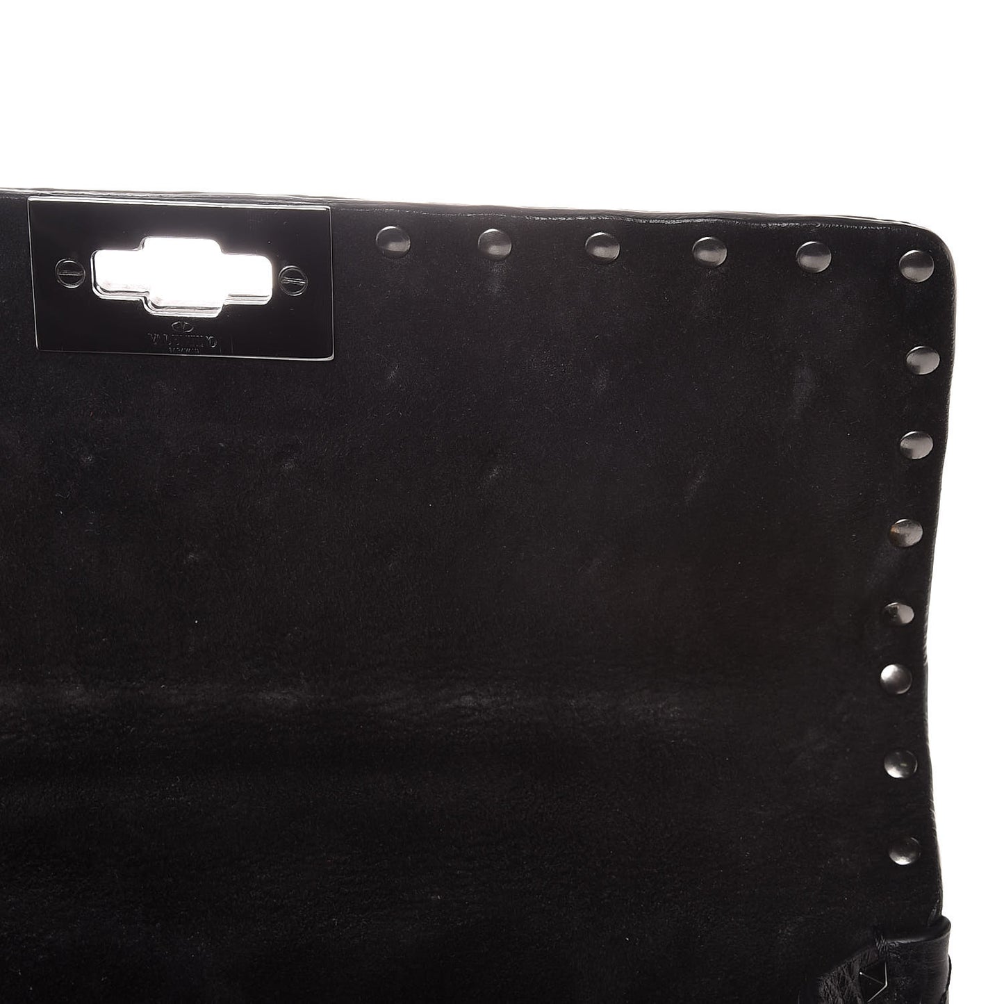 Craquele Nappa Medium Rockstud Spike Shoulder Bag Black