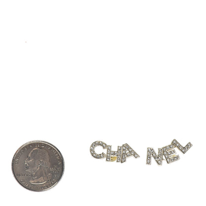 Chanel Crystal Pearl Signature Stud Earrings Gold 2 of 4