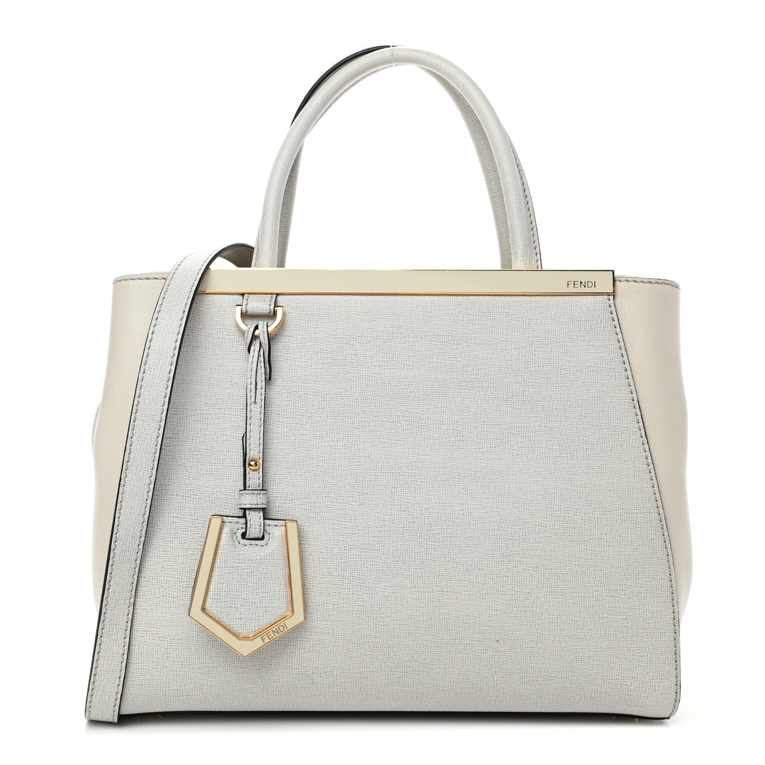 Fendi Vitello Elite Flamingo Petite 2Jours Tote Latte Bianco 1 of 4
