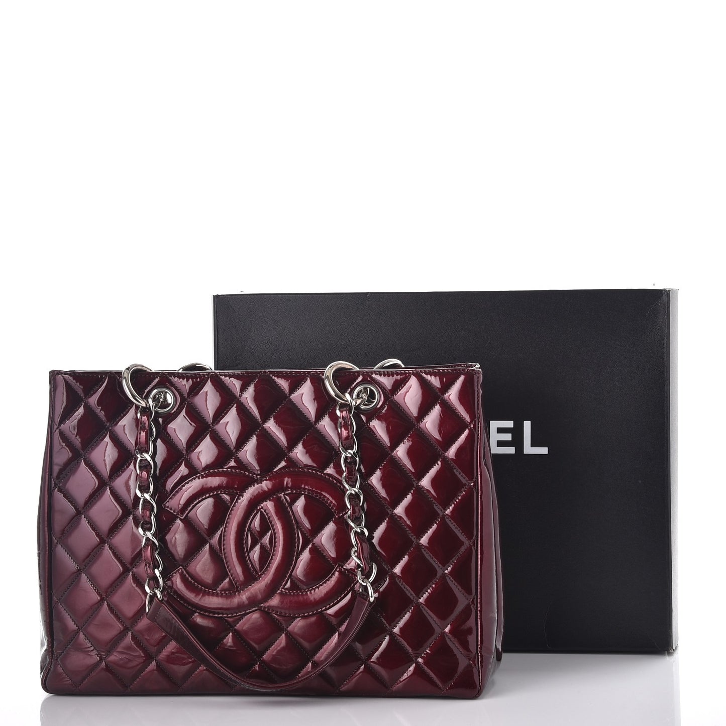 Patent Grand Shopping Tote GST Dark Bordeaux