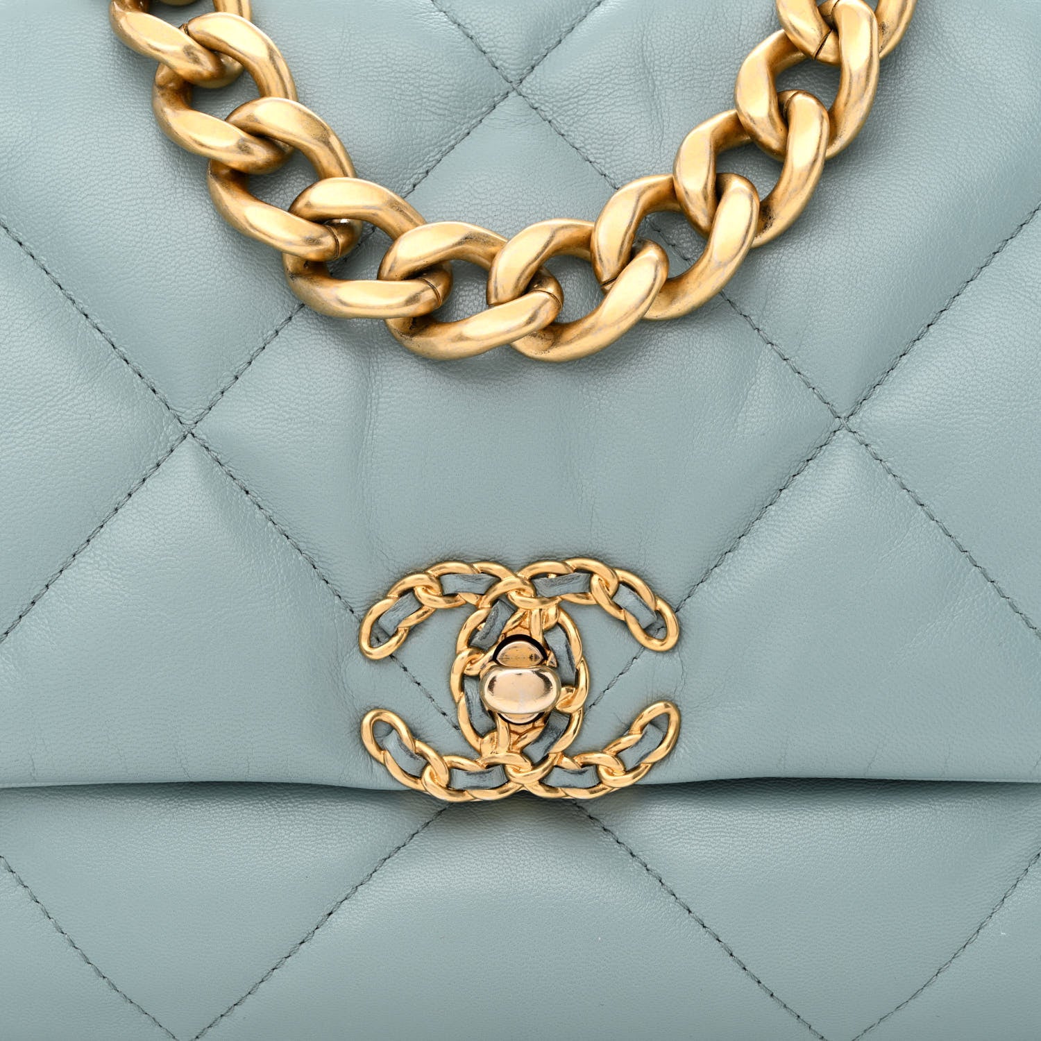 Chanel Lambskin Quilted Large Chanel 19 Flap Light Blue 8 of 10