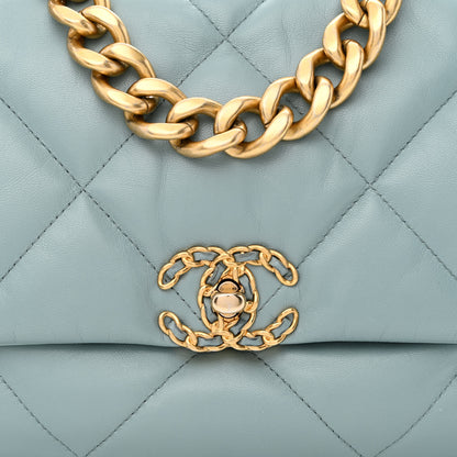 Chanel Lambskin Quilted Large Chanel 19 Flap Light Blue 8 of 10