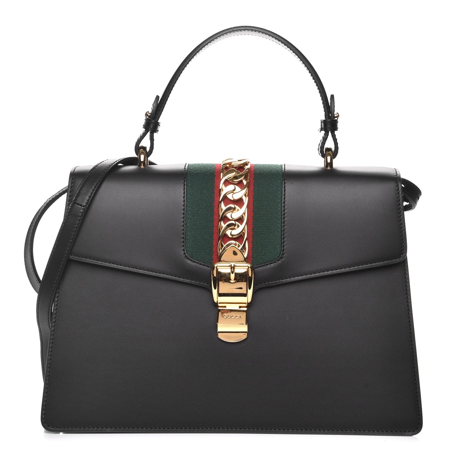 Gucci Calfskin Medium Sylvie Top Handle Bag Black 1 of 8