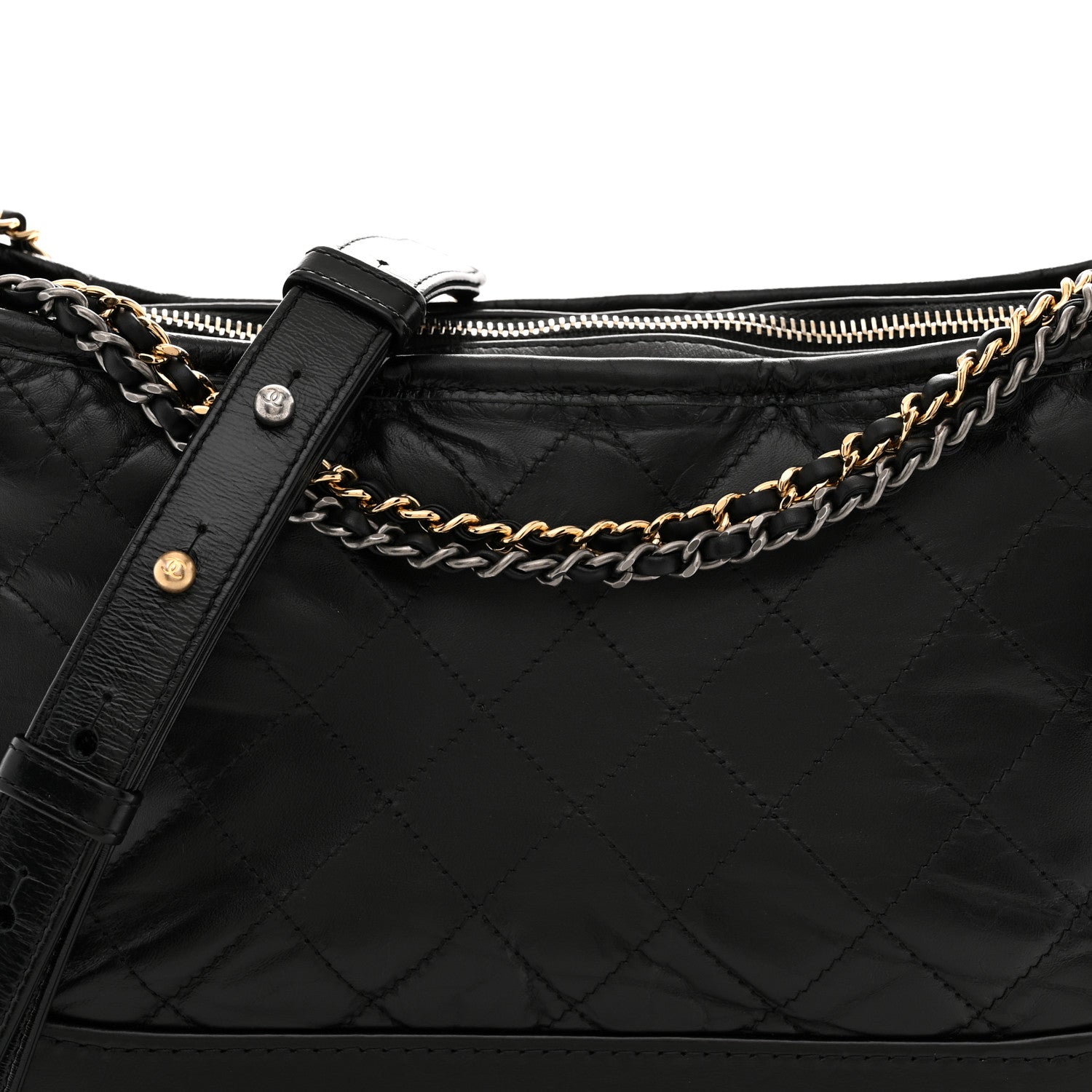 Chanel Aged Calfskin Quilted Medium Gabrielle Hobo Black 8 of 12