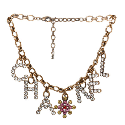 Chanel Metal Crystal City of Lights Logo Necklace Gold Multicolor 2 of 3