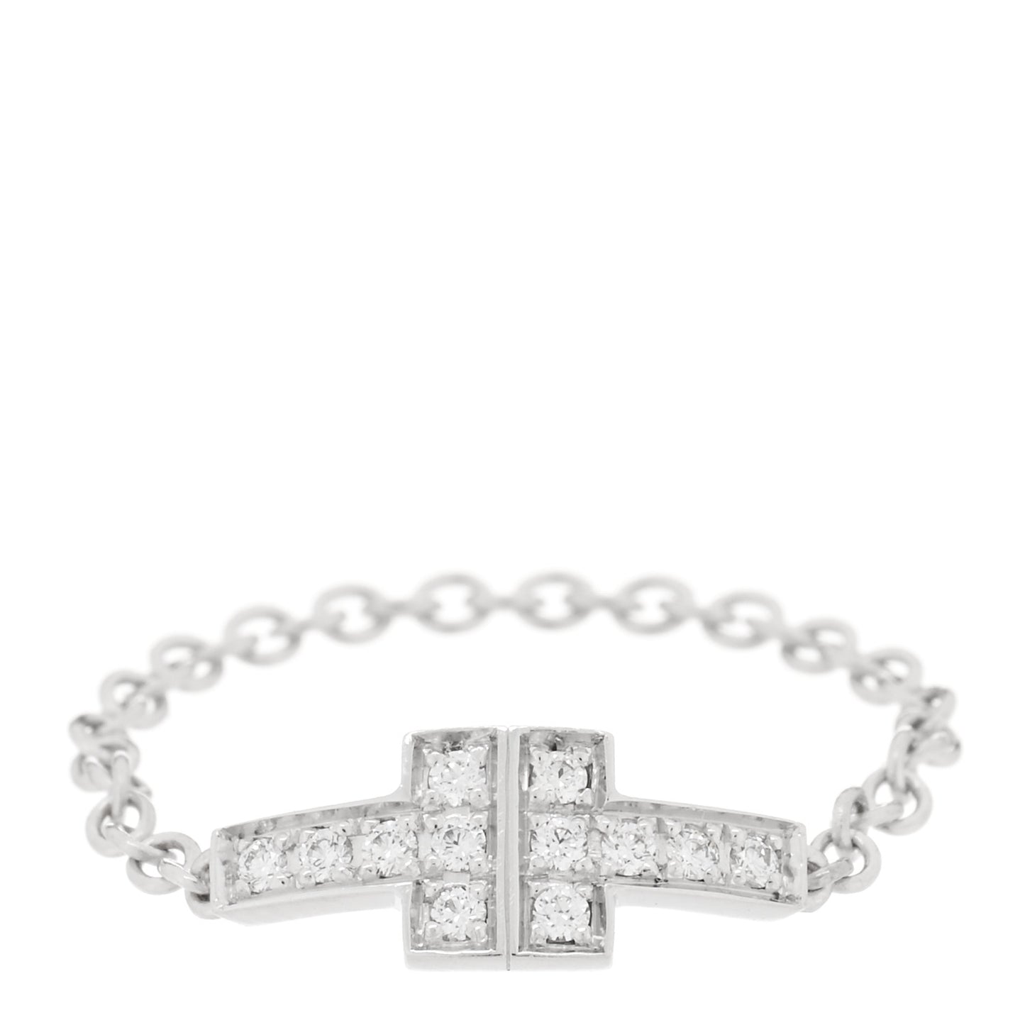 18K White Gold Diamond T Chain Ring 51 5.75