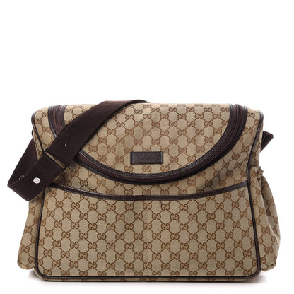 Gucci Monogram Natural Pigskin Large Diaper Bag Beige Ebony Cocoa Dark Chocolate 1 of 14