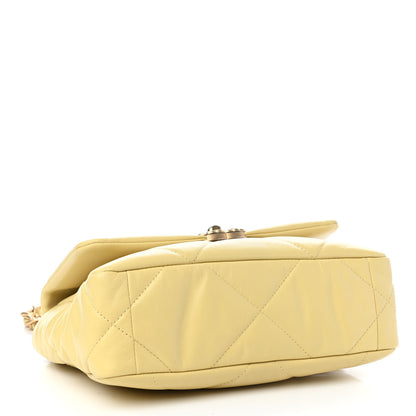Chanel Shiny Goatskin Quilted Medium Chanel 19 Flap Yellow 4 of 11