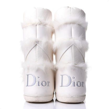 Christian Dior Canvas Calfskin Fur Womens Moon Boots 38-40 White 6 of 8